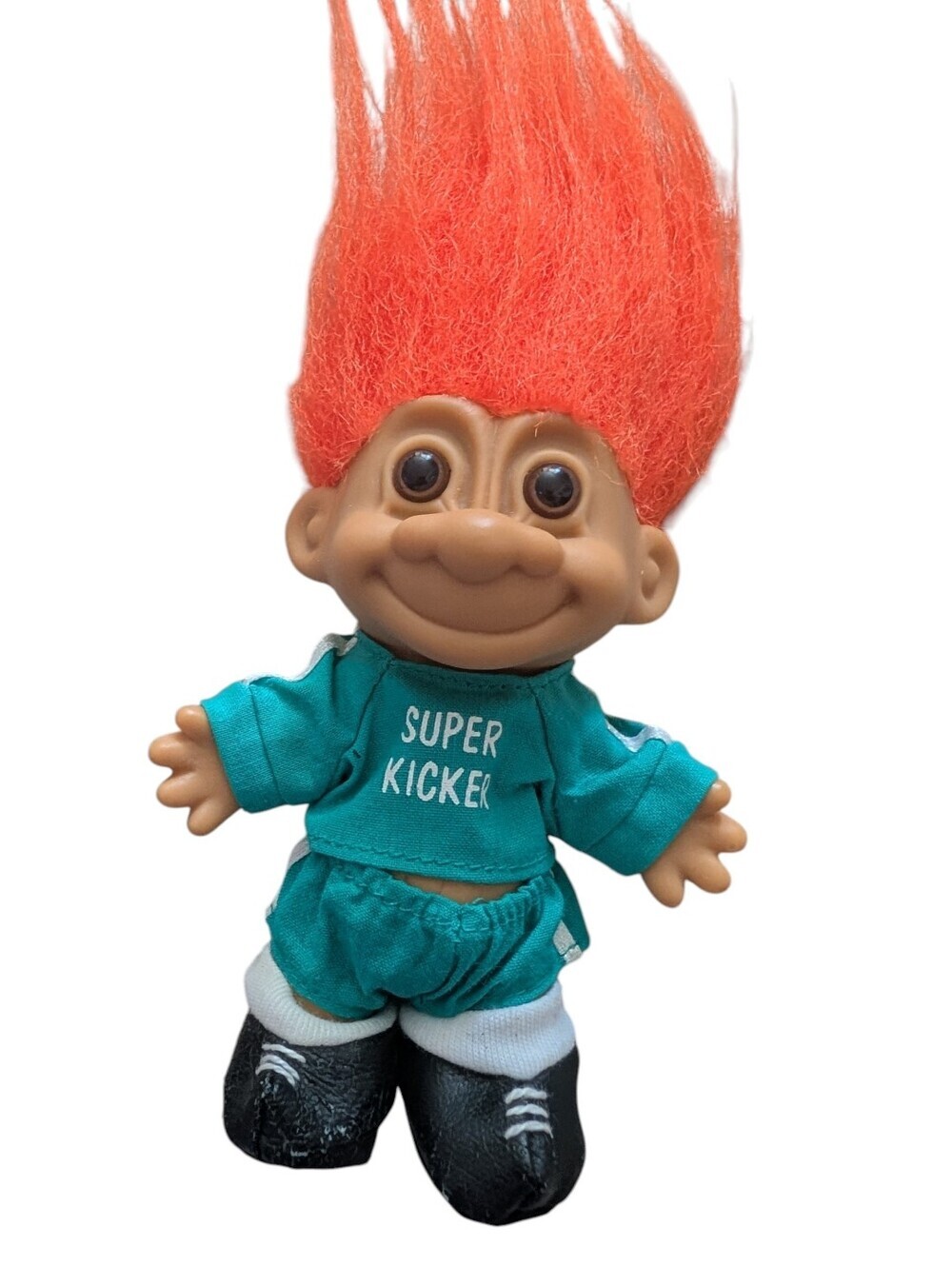 Vintage 1990s Russ Berrie Super Kicker Soccer Troll Doll With Shoes Complete